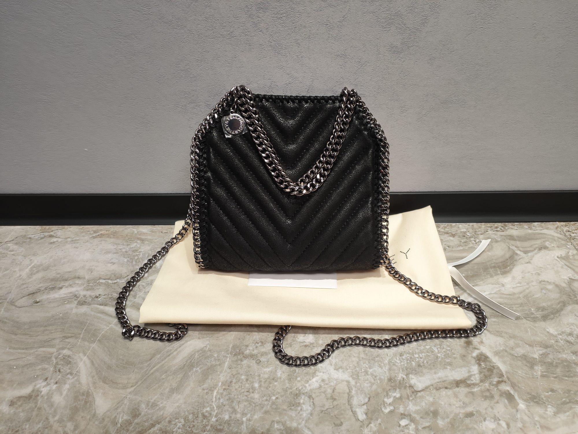 

5A New Fashion women Shoulder Bags Handbag Stella McCartney PVC high quality leather shopping bag, V pink gold/gold chain