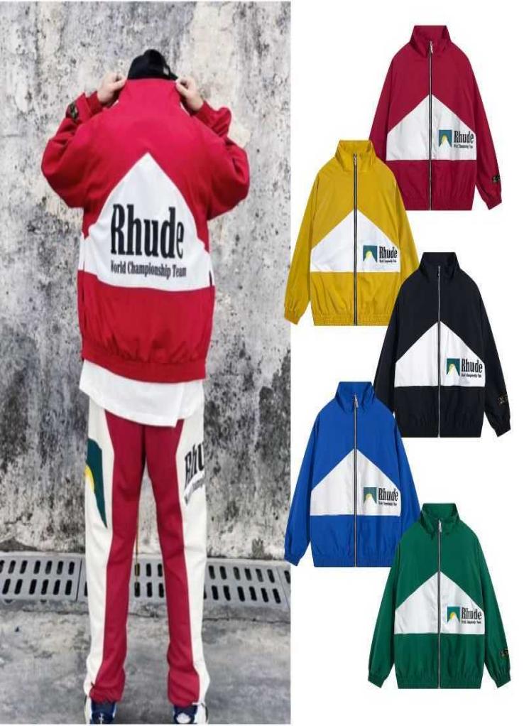 

2023 Rhude Patchwork Jacket Men Women Zip Cardigan Coat Set Osri6086210, Beige