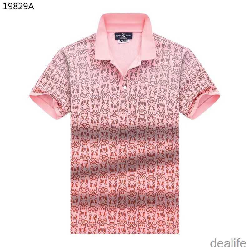 

Psycho Bunny Men t Shirt New Summer Fashion Card Cartoon Skeleton Rabbit Full Print Polo Neck Men's Casual Bsgj