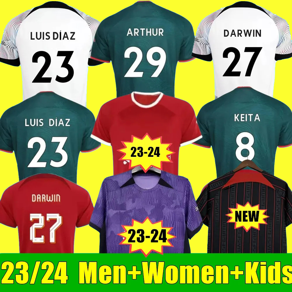 

22 23 24 soccer jerseys home away 3rd third GAKPO DARWIN#27 2023 2024 Mohamed Diogo Luis DIaz Alexander Arnold football shirt tops men kids kit uniforms, 22 23 third adult epl