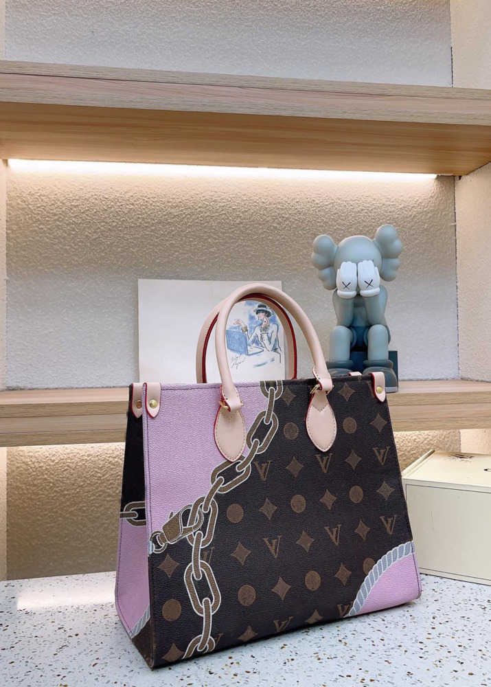 

Evening Bags M44571 Onthego designer bag tote bag Genuine leather design shopping bag clutch handbag Ribbon printing shoulder bag crossbody package the tote bag, Beige