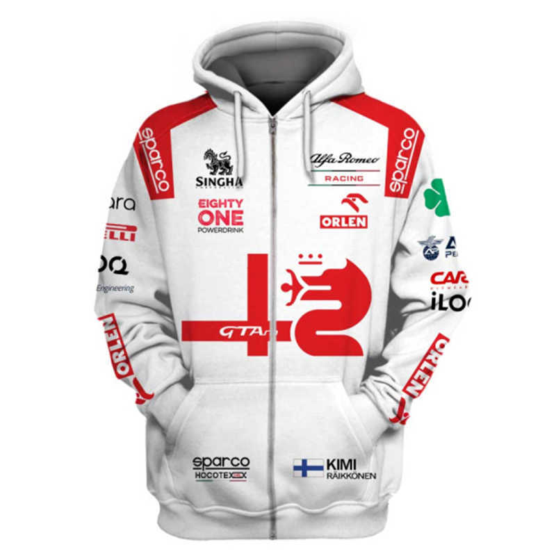 

2023 Fashion F1 Men's Hoodie Jackets Sweatshirt Formula One Team Women's with Outdoor Racing Gear with Zip by Alfa Romeo
