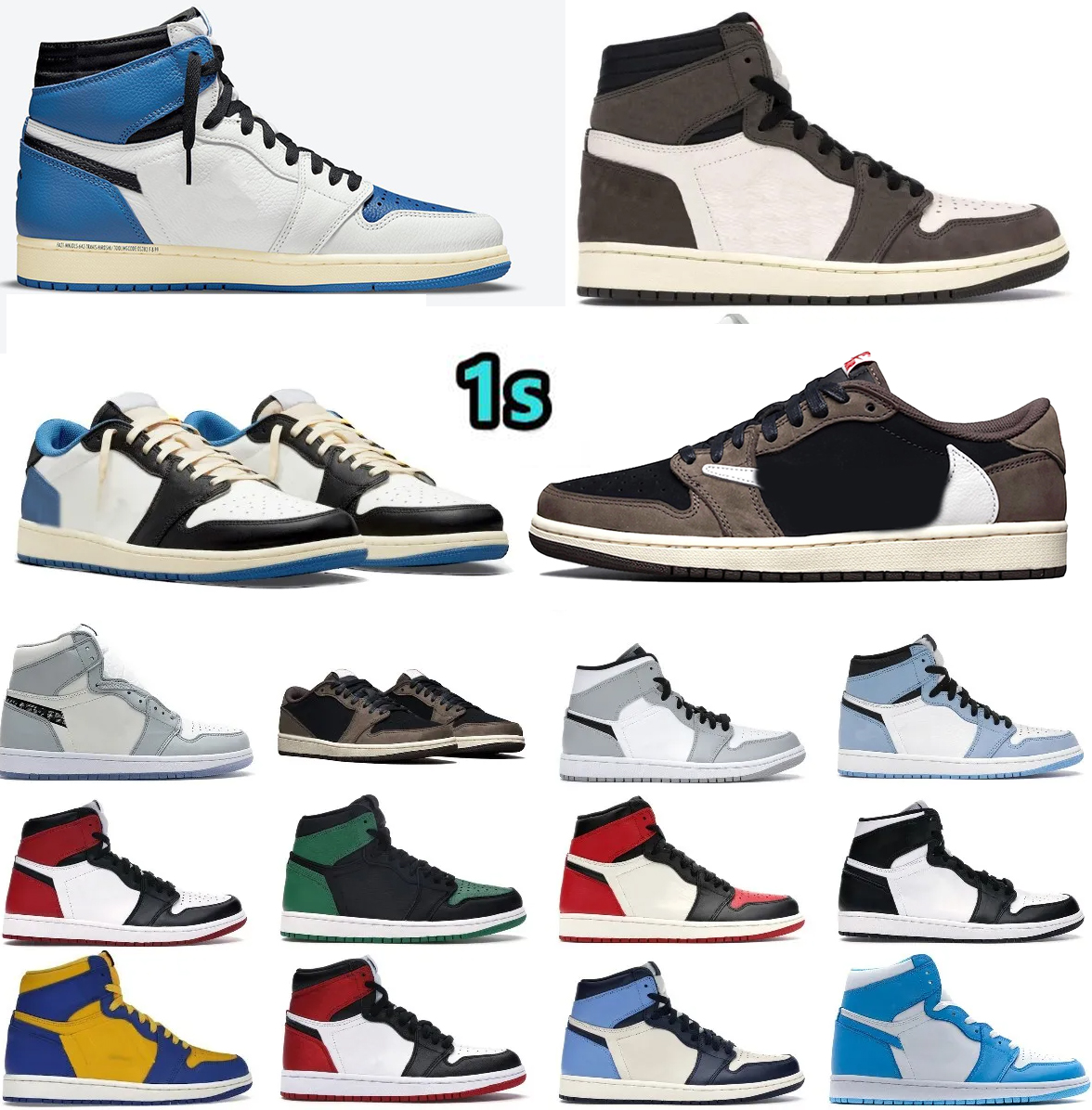 

Jumpman 1 Basketball Shoes Men 1s Lost Found True University Blue Hyper Royal Panda Dark Mocha Bred Shadow UNC Smoke Grey Women Sports Sneakers, 36-47 patent royal blue