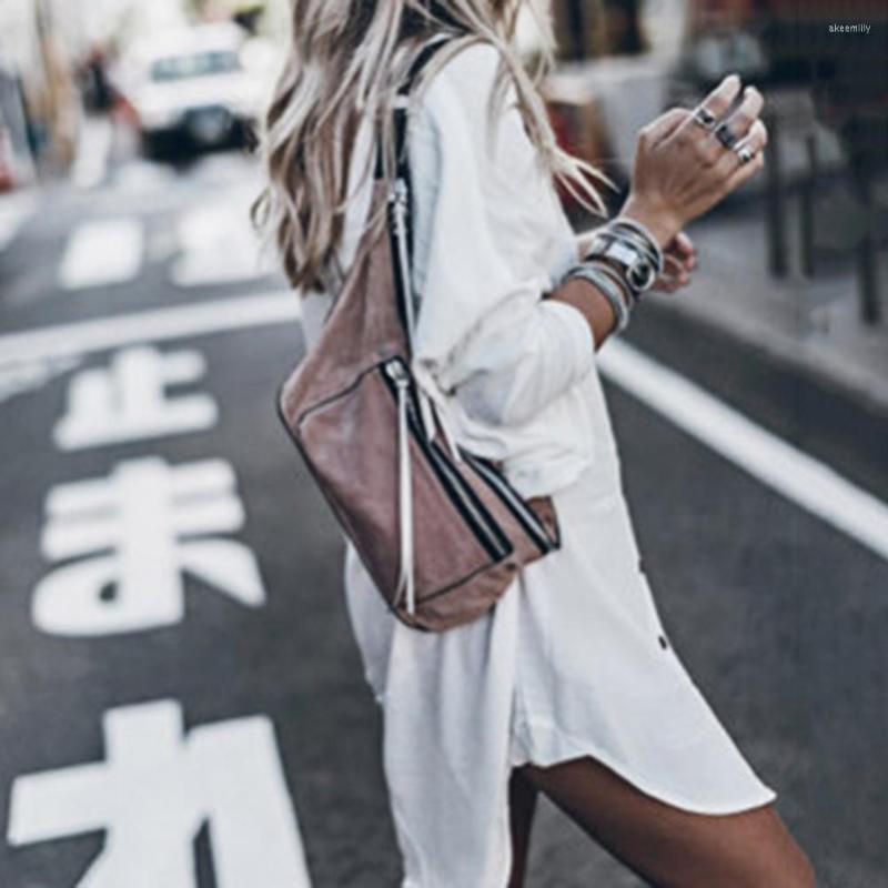 

Women's Blouses Shirt Dress Arc Hem Lightweight Dressing Up Women Loose Mid-Length Cardigan Top Streetwear, Black