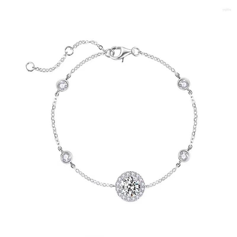 

Link Bracelets 2023 Zircon Round Charm Bracelet &Bangle For Women Girls Classic Elegant Wedding Fashion Jewelry Sl366