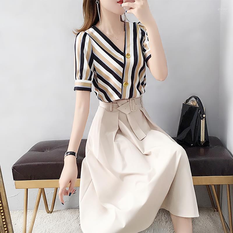 

Work Dresses 2023 Summer Women Clothing Set Shirt & Skirt Two Pieces Suit Casual Short Sleeve Skirts Oversize High Quality Sets Q645, Xing