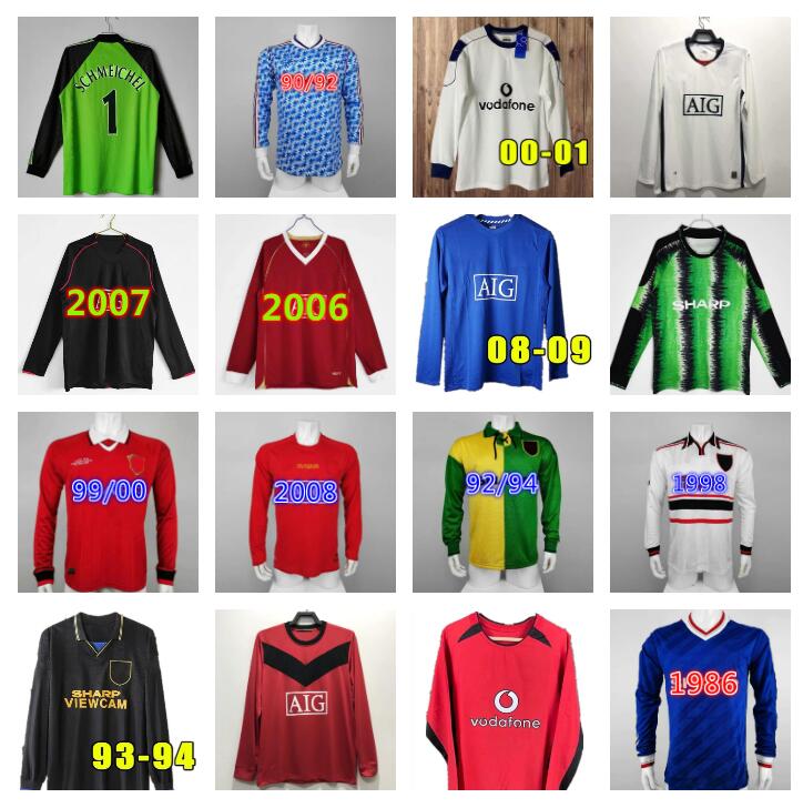 

Manchester Long Sleeve 1998 Retro MAN Soccer Jerseys 90 92 94 96 98 99 00 02 04 06 07 08 09 10 Vintage Schmeichel goalkeeper Football shirt CANTONA BECKHAM SOLSKJAER UTD