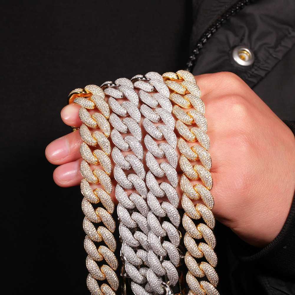 

18mm Big Hiphop Iced Full Zircon Bling 5a Diamonds 3d Thick Cuban Chain