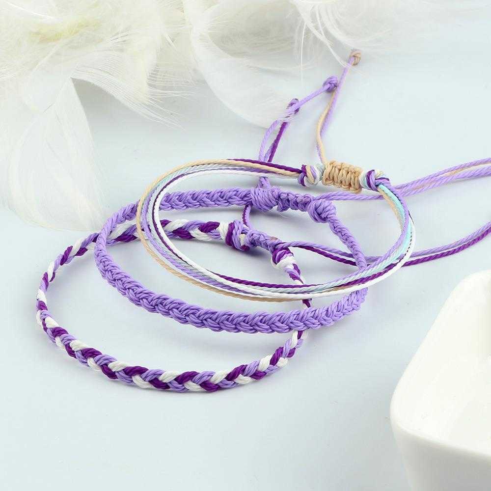 

Creative Bohemian Beach Waterproof Charm Wax Line Three Strand Braid Hand Weaving Bracelet Couple Girlfriends Rope