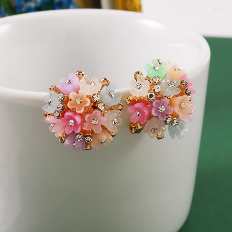 

Stud Earrings INS Trendy Colorful Flower CZ For Women 2023 Korean Fashion Jewelry Wedding Party Girl Elegant Accessories