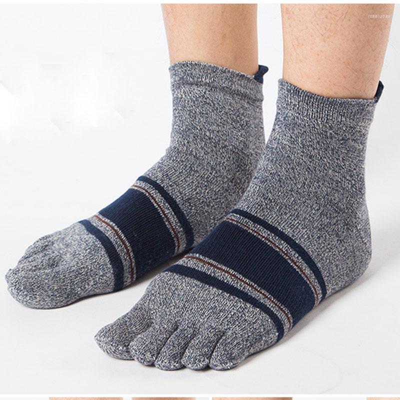 

Men's Socks 3 Pairs Harajuku Pure Cotton With Toes Men Autumn Winter Thick Short Sports Sweat Absorbing Warm Five Finger, 3 pairs mixcolors