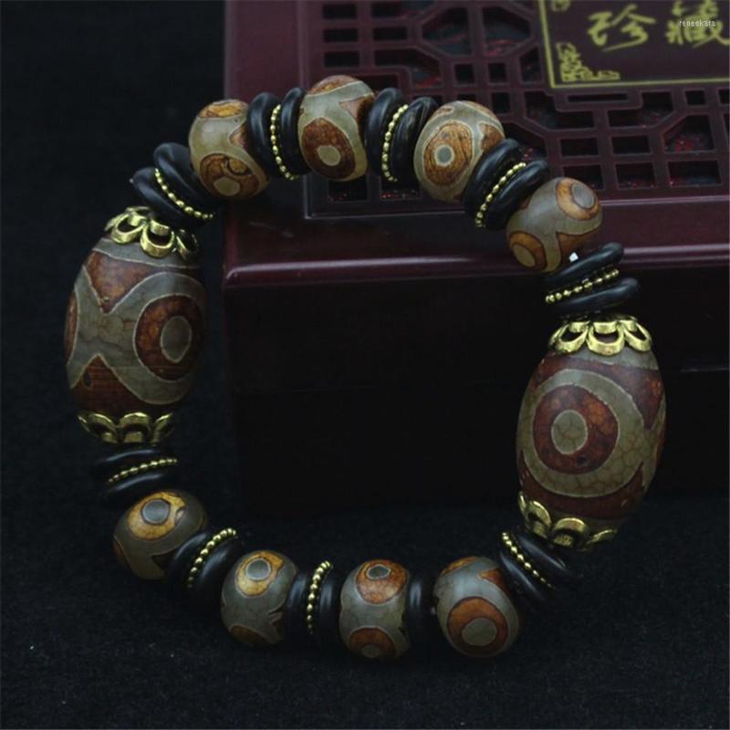 

Strand Natural Tibetan Unisex Old Agate Dzi Bead Bracelet Men Women Stone Jewelry Gifts