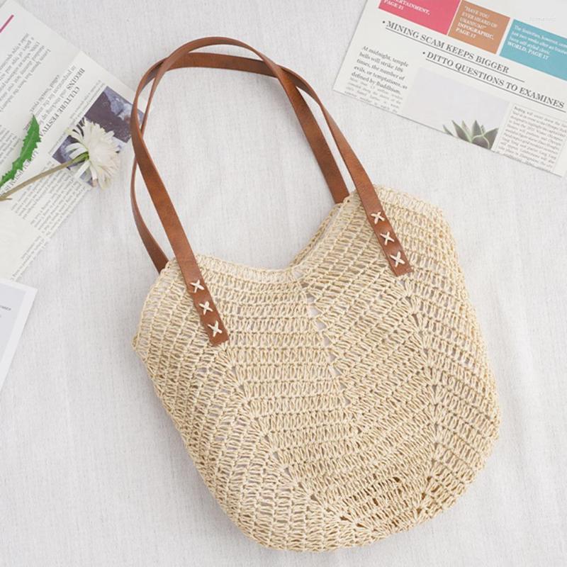 

Evening Bags Tote Bag Hollow Beach Women Purse Straw Handbag, Beige