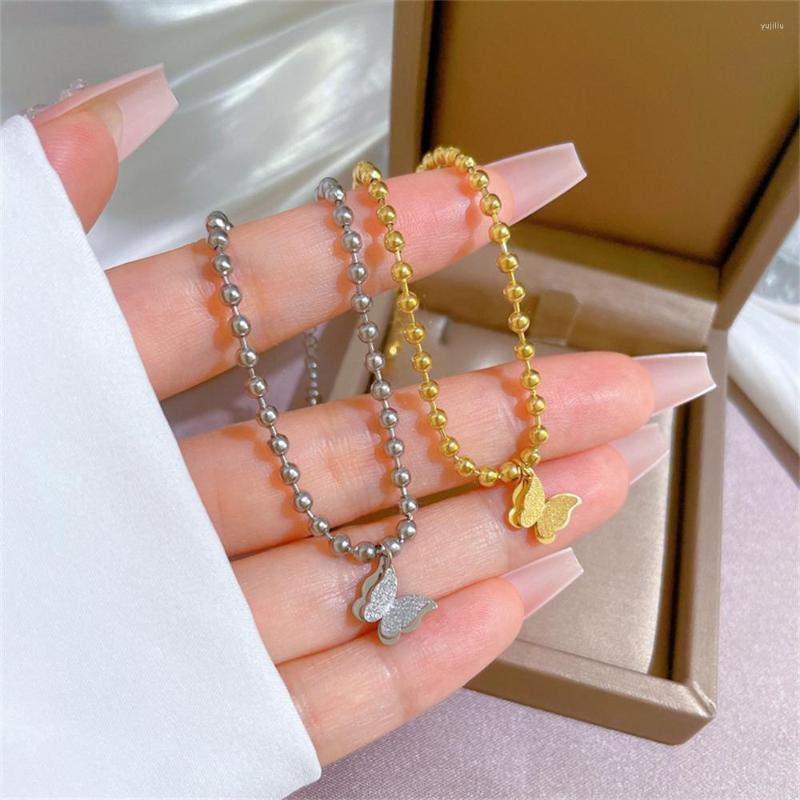 

Link Bracelets Stainless Steel Butterfly Charm Bracelet Ladies Students Fashion Jewelry Pulseira Feminina Exquisite Gift