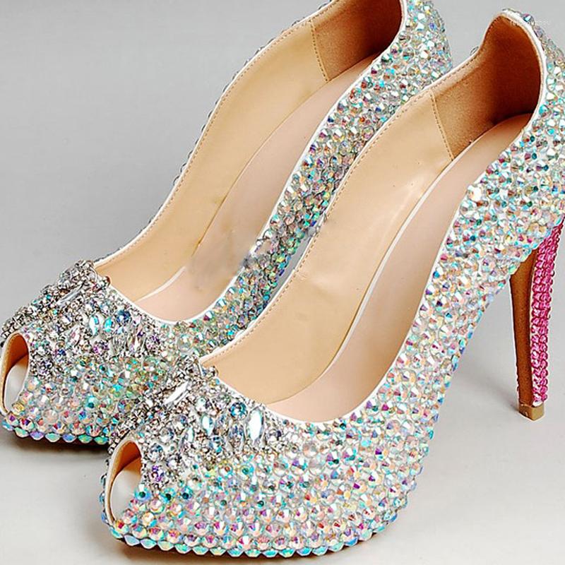 

Dress Shoes Gorgeous High Heel Rhinestone Bridal Party Pumps White Wedding, Multi
