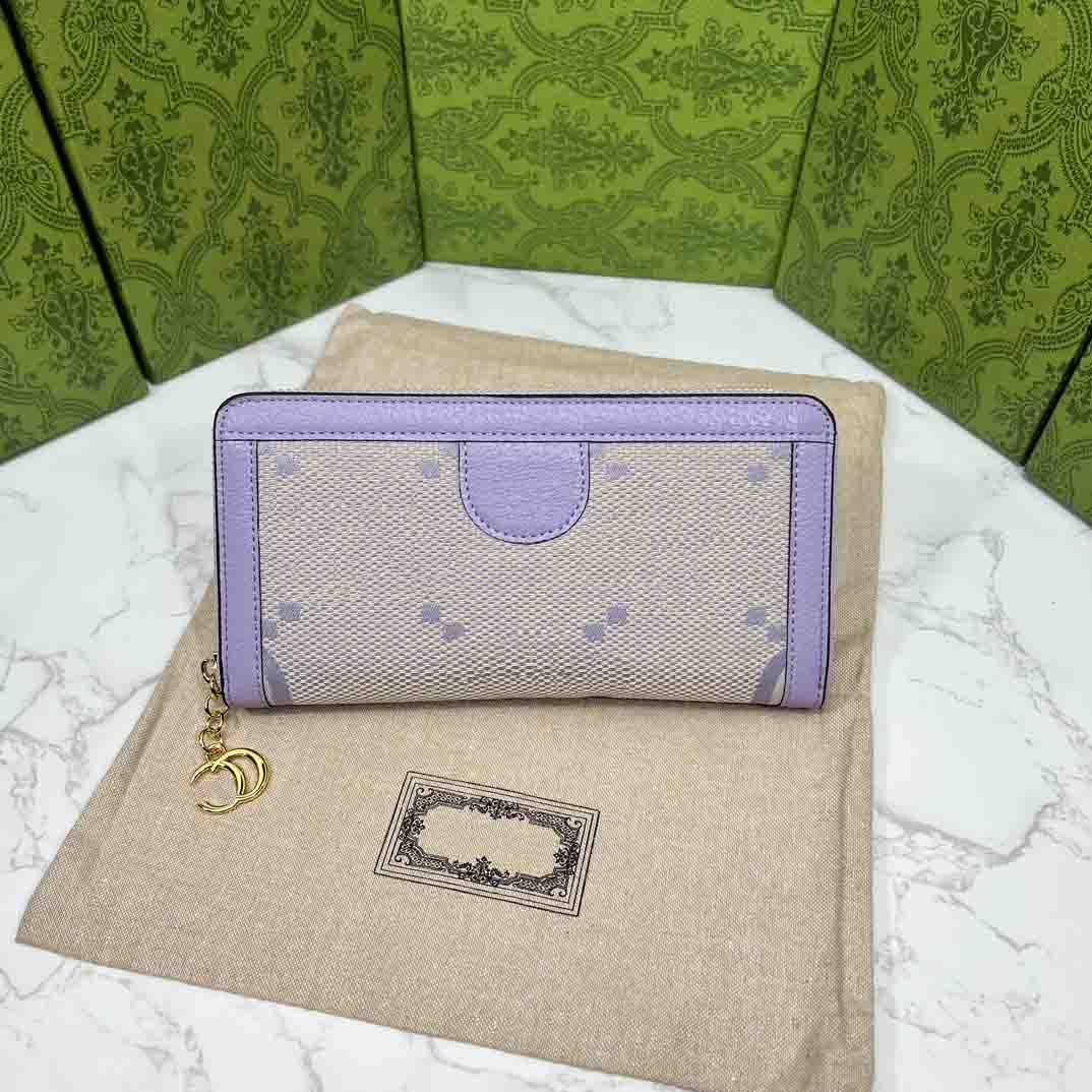 

Designer Wallet Real Leather Wallet For Women Zipper Long Card Holders Coin Purses Woman Shows Exotic Clutch Wallets With Box Ophidia Series, 523155 purple