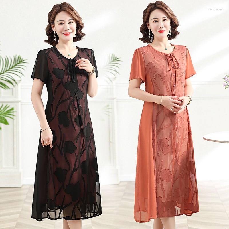 

Party Dresses Summer Green Floral Mulberry Silk O Neck Bow Tie Midi Dress Women Korean Style Casual Lace Elegant Skinny SexyDress