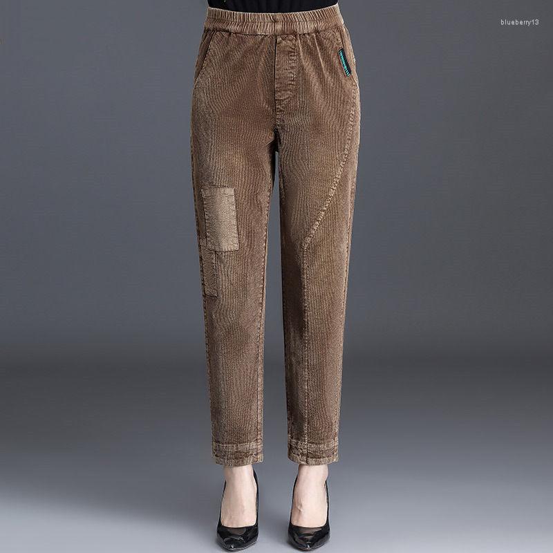 

Women's Pants Women Corduroy Wide Elastic High Waist Pantalones De Mujer, Black