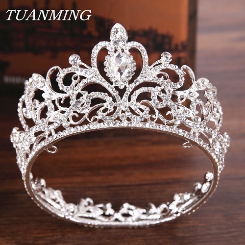 

Wedding Hair Jewelry Silver Color Crystal Crown Princess Tiara Accessories Round Small For Girl Ornament 230508
