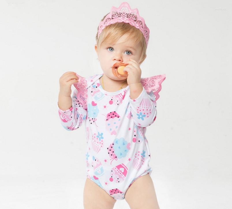 

Clothing Sets Birthday Gifts Baby Girl Cupcake Bodysuit And Pink Crown Headband For Born Infant Summer Clothes 1 St Party