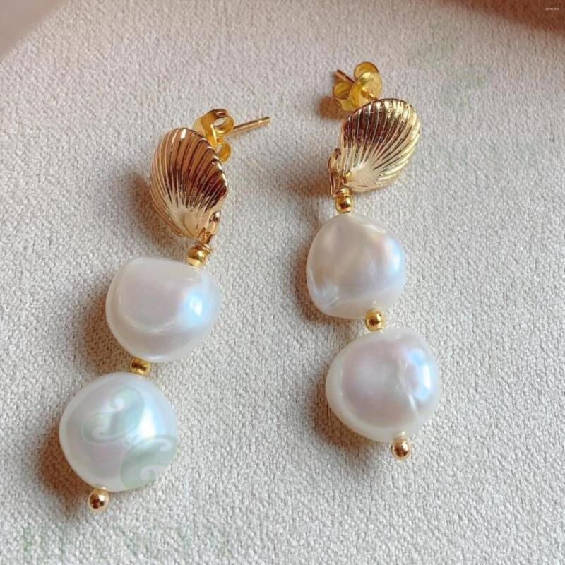 

Dangle Earrings White Baroque Pearl Earring Gold Ear Stud Hook Party Jewelry Luxury Aurora Mesmerizing