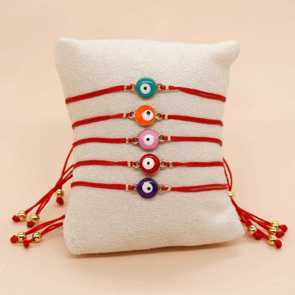

Bohemian Alloy Eyes Charm Woven Pink Womens Handmade Niche Cute Bracelet