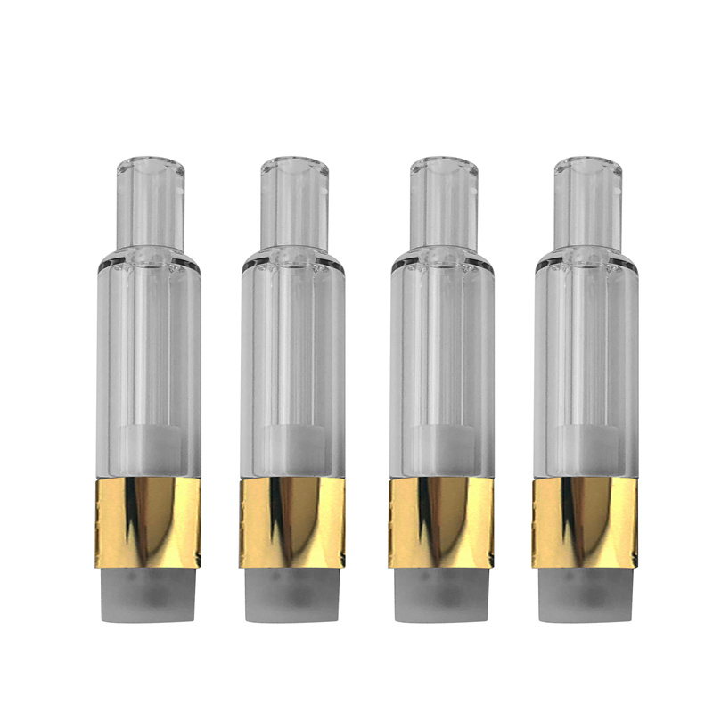 

High Quality Full Glass 0.5ml 1.0ml 2.0ml gold silver Vape Cartridges Thick Oil Atomizer Ceramic Coil Tank Vaporizer Electronic Cigarettes