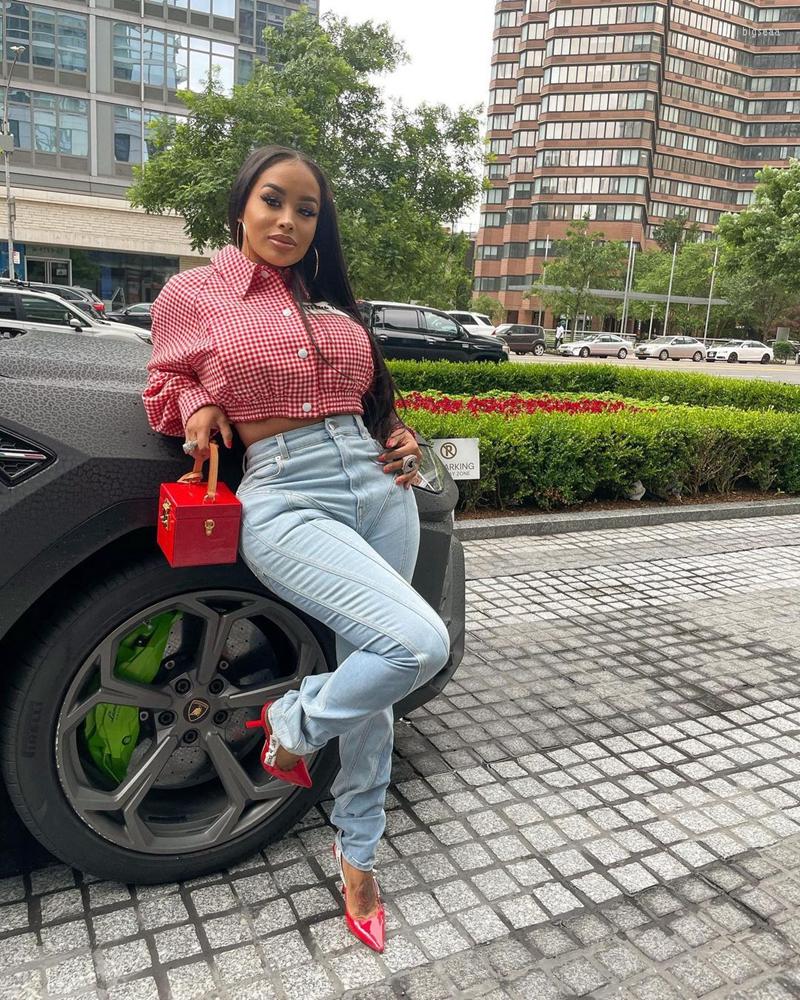 

Women' Jackets 2023 Autumn Women Letter Plaid Printed Jacket Long Sleeve Single Breasted Casual Loose Street Short Outwear, Red