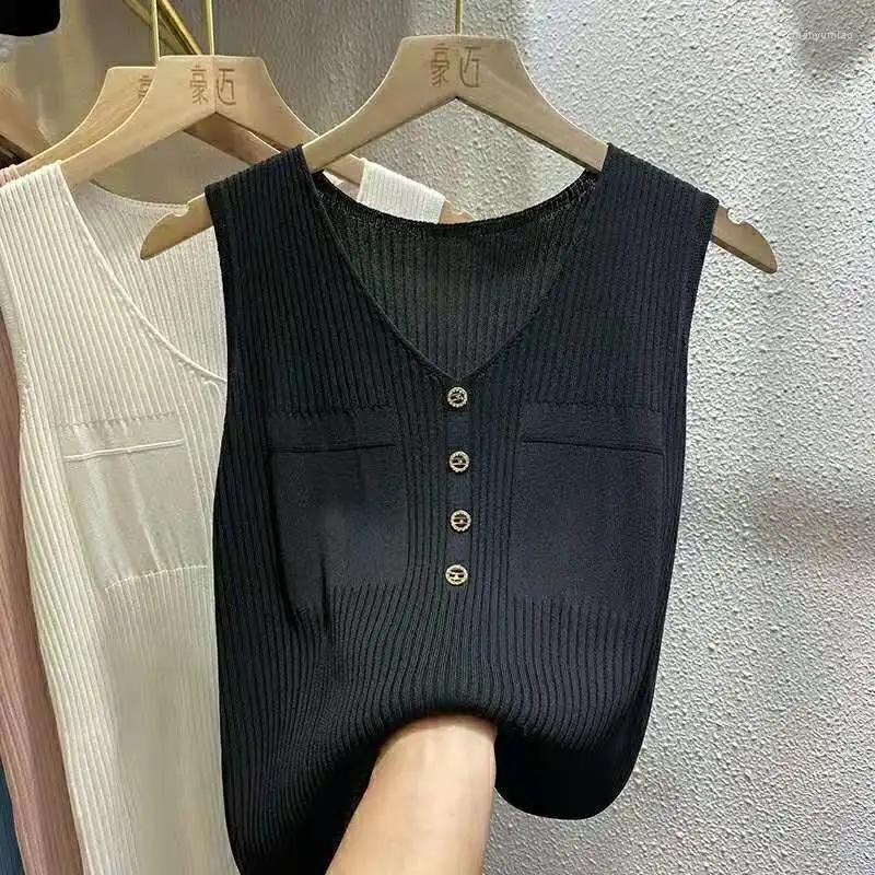 

Women' Tanks Tank Top Women Sleeveless Vests Crochet Knitting Black Aesthetic Korean Fashion Summer Clothes For Tube