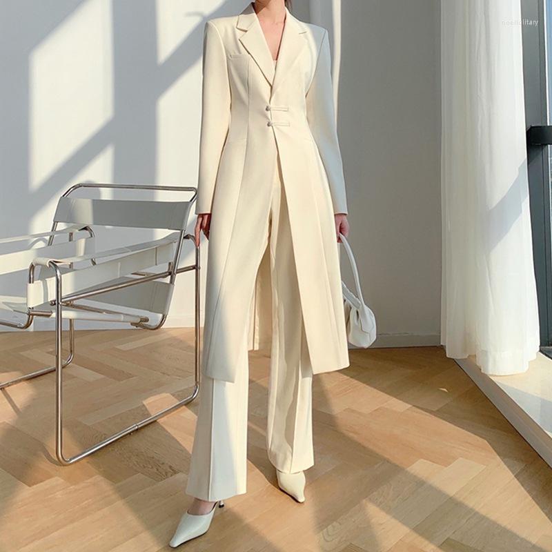 

Women' Suits Spring Arrival Korean Design Long Sleeved For Women Chinese Plate Buckle Blazer Pants Sets Y3944, Pink pants