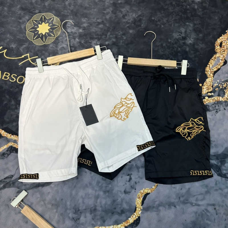 

Luxury brand Medusa shorts Mens sweatpants designer shorts Fashion embroidered beach pants summer Quick drying breathable silk sportpants, White
