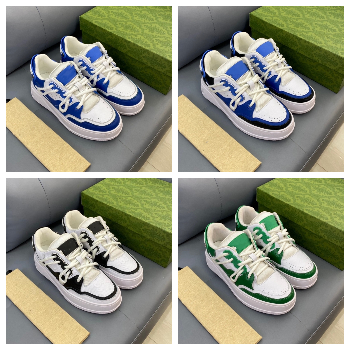 

23SS Designer Sneakers Women Mens Casual Shoes Double G Printed Embossed Sneakers Thick Bottom White Shoe, Model 01