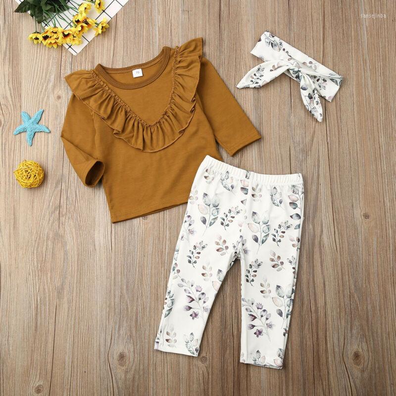 

Clothing Sets Toddler Baby Girl Kid Floral Ruffled Collar Top Pants Headband Cotton Clothes Autumn Spring Girls, Picture shown