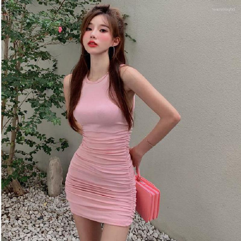 

Casual Dresses Summer Pure Color Sundress Sexy Sleeveless Camisole Mini Dress Women Club Party Bodycon, Black