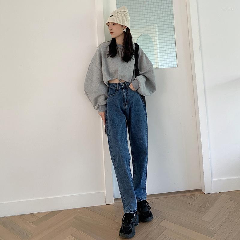

Women's Jeans Straight Women Harajuku High Waist Vintage Loose Wide Leg Denim Trousers Spring Female Fashion All-match Chic Casual Pants, Vintage blue