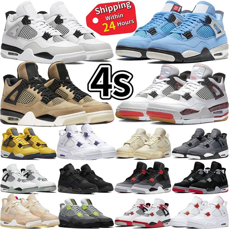 

Jumpman 2023 4 4s Basketball Shoes University Blue Tech White Sail White Cement Pure Money Red Thunder Pony Hair Guava ice Sneakers Women Trainers US 5.5-13, 15