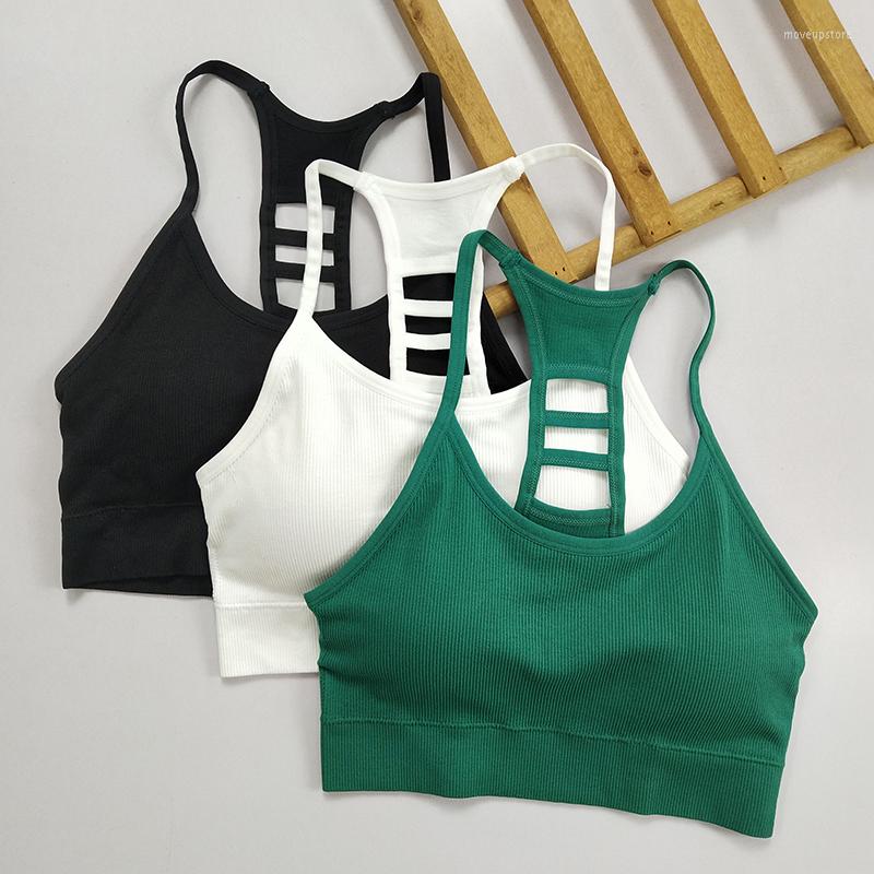 

Yoga Outfit Shockproof Breathable Thin Shoulder Strap Beauty Back Female Fitness Iron Sports Bra Plus Size With Chest Pad Underwear., Black