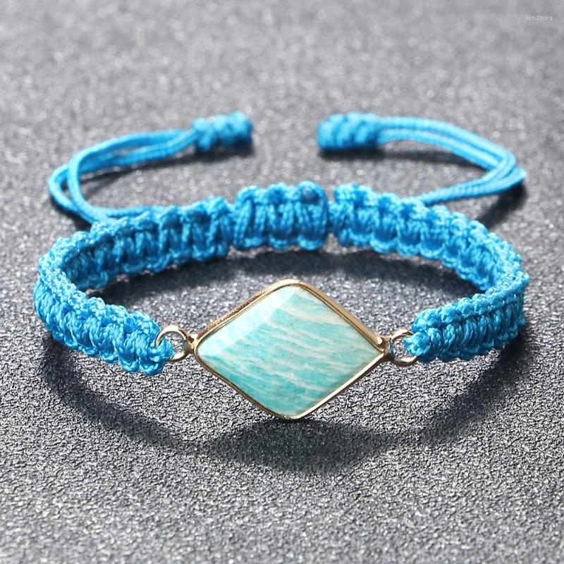 

Link Bracelets Agates Pendant Bracelet Personalized Women Men Blue String Adjustable Braided Bangles Handmade Charm Yoga Jewelry Souvenir