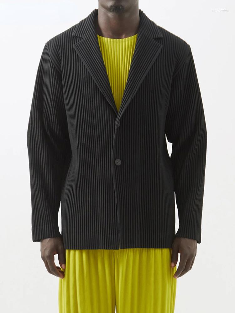 

Men' Jackets YUDX 2023 Summer Miyake Pleated Loose Casual Suit Senior Sense Solid Color Fashion Men' Jacket, Black