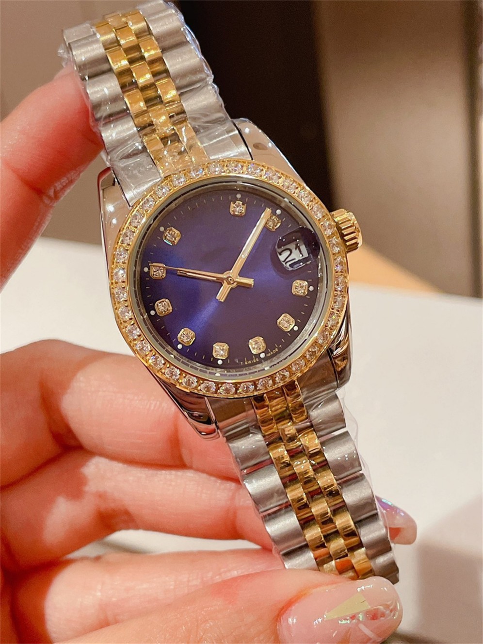 

Original packaging paper high quality watch new diamond ring 36mm dial waterproof sapphire automatic fashion women automatic watch, Style 4 wrist watch