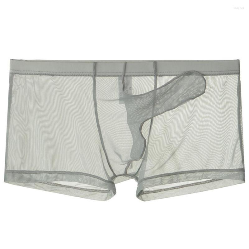 

Underpants Long Elephant Nose Sexy Men Underwear Transparent Ultra-Thin Boxer Briefs See Through Mesh Panties JJ Sleeve Erotic Gay Boxers, Red
