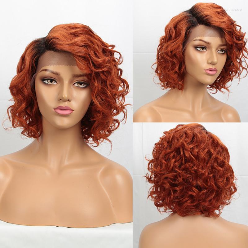 

Short Bob Part Lace Curly Human Hair Wigs For Black Women Colorful Water Wave Wig Styleicon Wet Wavy, Picture shown