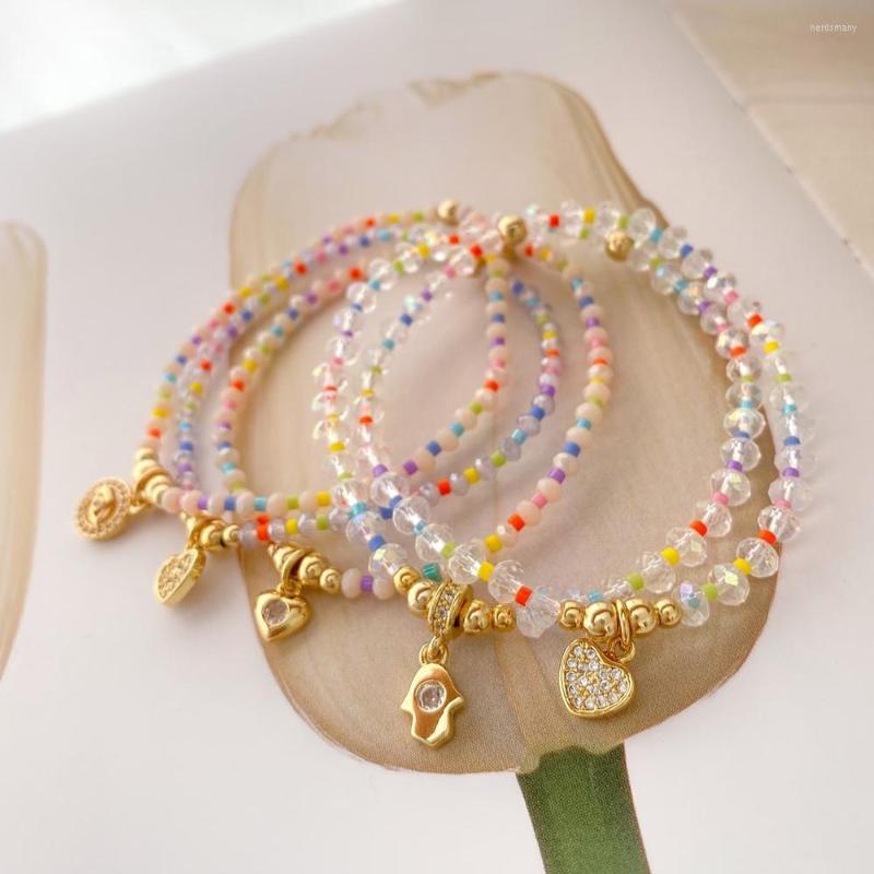 

Link Bracelets Go2boho Crystal Colorful Miyuki Bead Bracelet Fashion Women Cubic Zirconia Love Heart Charm Jewelry Gift For Her