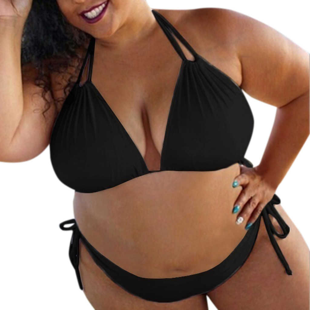 

Women's Plus Size Swimwear 2022 Swimwear High Waisted Two Piece Plus Size Large Size Plus Fat Solid Swimsuit Women Bikini Beach Bathing Suit Bikinis Set Z0508, Bk