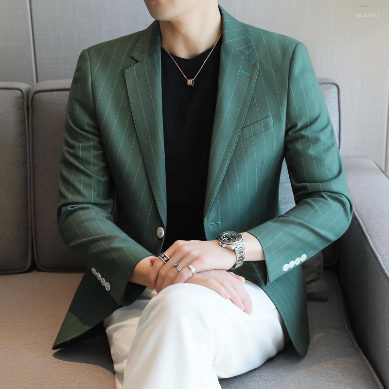 

Men's Suits Rsfocus 2023 Arrival Mens Casual Green Stripe Blazer High Quality Blazers For Men Big Size Prom Suit Jacket XZ045