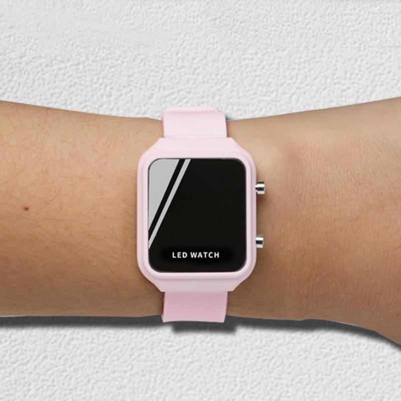 

Wristwatches 2023 Fashion Ladies Watch Silicone Digital Rose Gold Women Watches LED Wrist Men Wristwatch, Silver