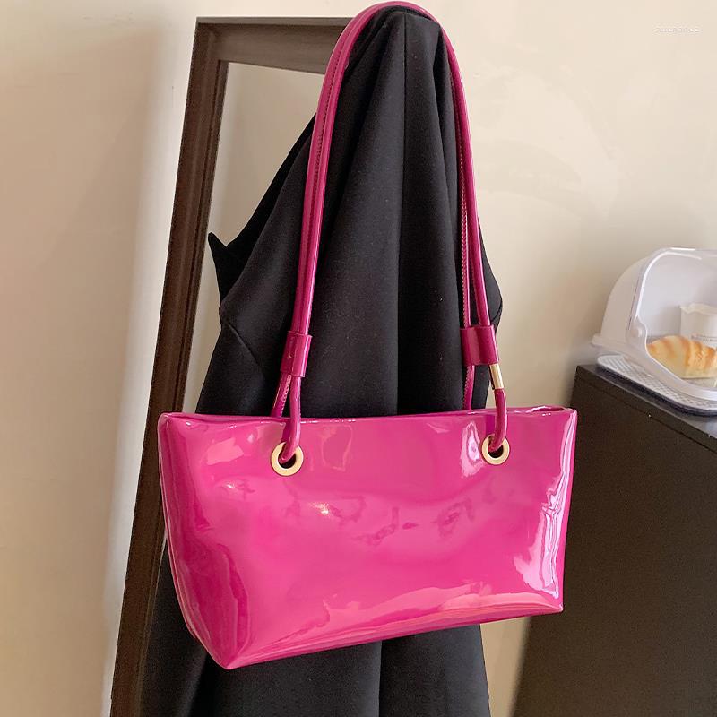 

Evening Bags Fashion Patent Leather Underarm Shoulder For Women 2023 Summer Chic All-match Handbags Elegant Commute Tote Bag, Blue