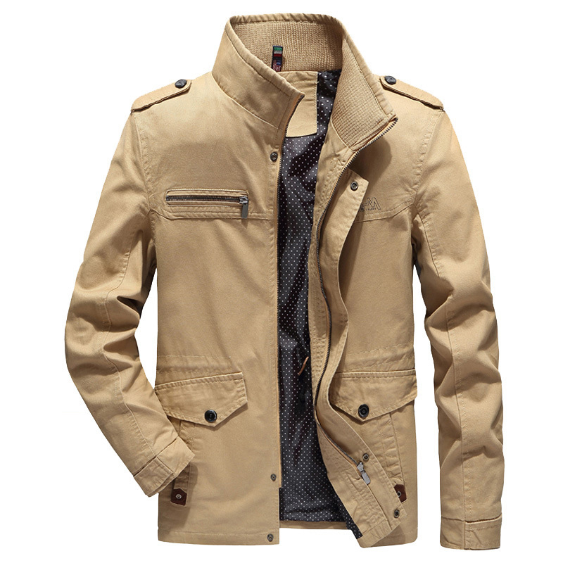 

Men's Jackets Men's Jacket Coat Washed Pure Cotton Outdoor Men's Casual Solid Color Multi Pocket Spring And Autumn Windbreaker Men's Clothes 230509, Khaki jacket