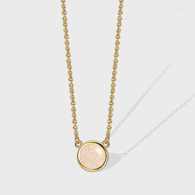 

Pendant Necklaces Korean Style Light Luxury Design Round Magic Color Opal Women's Fashion Retro Necklace For Exclusive Use Free Ship