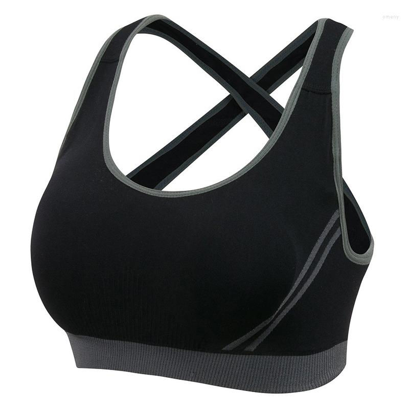 

Bras High Quality Absorver Sweat Professional Sportes Bra Women Seamless Cup Padded Top Aerobics Vest Crop S M L XL, Beige